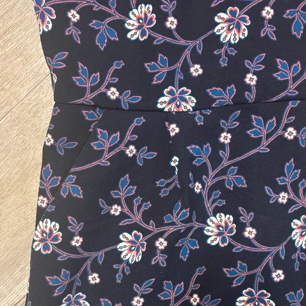 LOFT Navy Floral Mini Dress - Picture 3 of 4